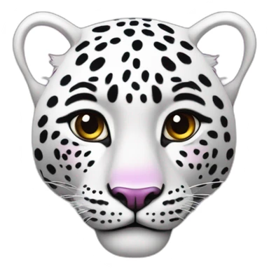 Leopardo las nieves, blanco con manchas violetas, y pelo rosa sticker