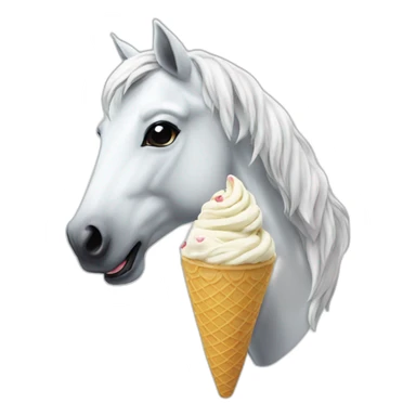 White horse eating ice cream sticker