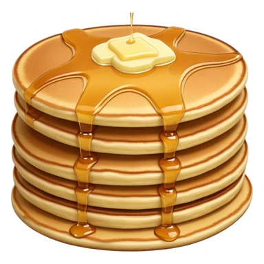 Stack of pancakes with maple syrup and butter sticker