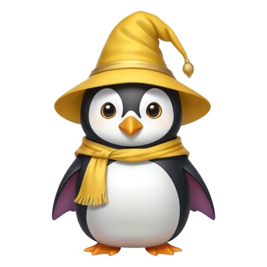 Wizard penguin with a yellow hat and a cape sticker