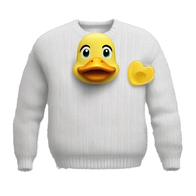 plush white duck sweater with Chips written on it sticker