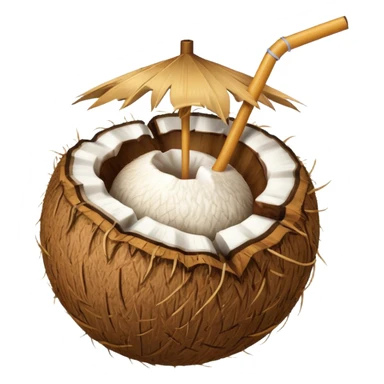 Coconut with straw sticker
