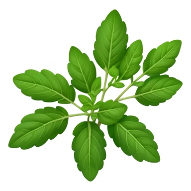Cinematic Realistic Oregano Emoji, Bold and aromatic, with dark green leaves that radiate flavor and warmth. The plant’s rounded leaves create a lush, hearty growth, while the distinct scent invites comfort and coziness. Soft glowing outline, capturing the essence of bold flavor and herbal richness in a sprig of oregano! sticker