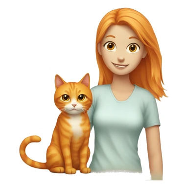 orange cat with girl  sticker