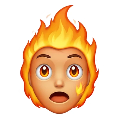 a scared face in fire in fire sticker