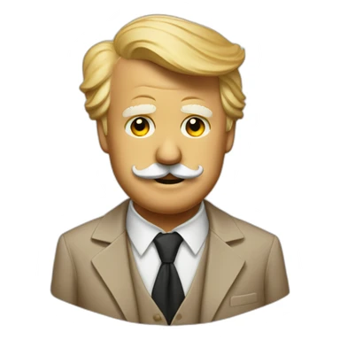 Donald trump with a Charlie Chaplin moustache and a tan suit sticker
