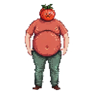 pregnant man with tomato belly sticker