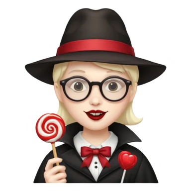 Vampire with lollipop, hat and glasses sticker