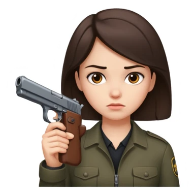 A pretty badass brunette girl who is about to kill herself witha gun sticker