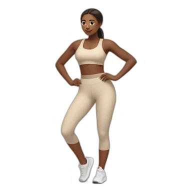 Woman in beige leggings and crop top doing cardio sticker