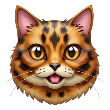 Cinematic Comical Tortoiseshell Cat Portrait Emoji, Head cocked dramatically with an over-the-top shocked expression, featuring a rich mottled fur of browns and blacks and wide, comically animated eyes full of playful disbelief, simplified yet hilariously detailed, glowing with a bold, sassy radiance, high shine, exuding a mischievous and spirited charm, styled with a soft glowing outline, capturing the essence of a tortoiseshell cat that appears ready to burst into comical antics! sticker