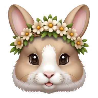 cute rabbit wearing a flower crown sticker
