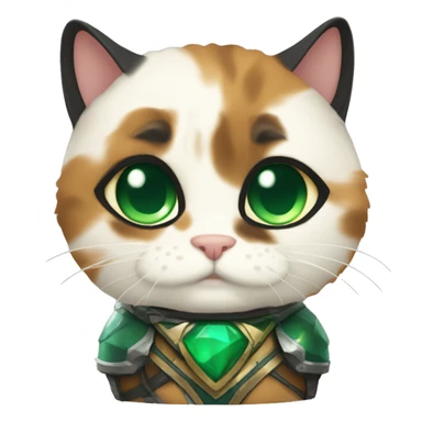 Fat calico cat with emerald armor  sticker