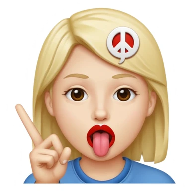 Peace sign in front of mouth with tongue sticking out  sticker