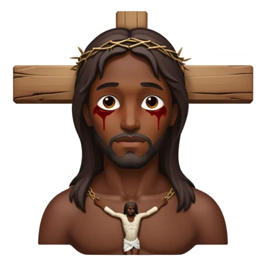 Dark skin christ injured on crucifix  sticker