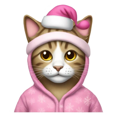 Cat wearing a pink santa hat and pajamas  sticker