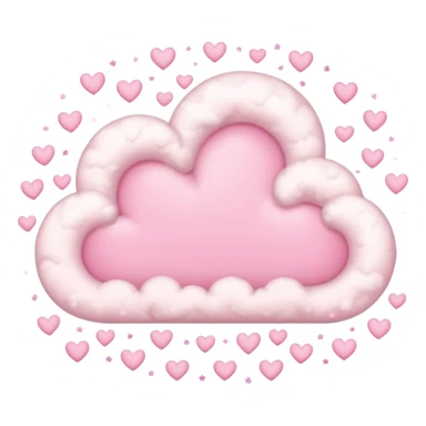 Cloud around pastel pink hearts, with sparkles sticker