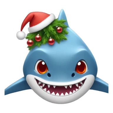 Shark face with dog feet and a Christmas hat sticker