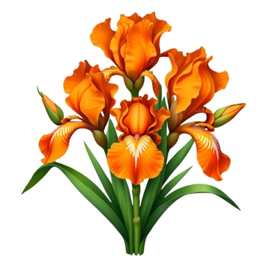 big bouquet Vibrant Orange Iris, luxuriant, leaf, bud sticker