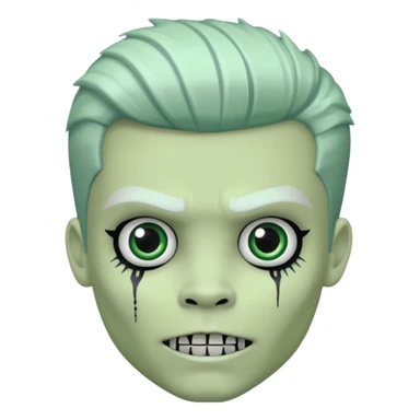 Pale white, Frankie stein monster high doll boy with 5-o-clock shadow , pale white-green skin, face stiches  sticker