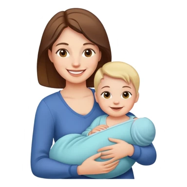 Woman happy with baby sticker