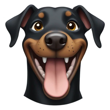 Black Doberman dog with a smile sticker