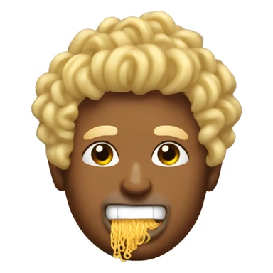 Body builder with ramen noodle hair sticker