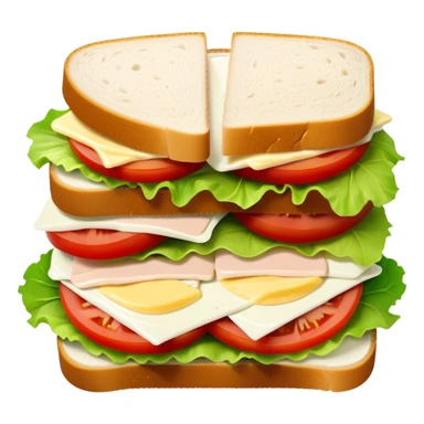 sandwich with turkey, lettuce, pickles, mayonnaise, and tomatoes top-down view sticker