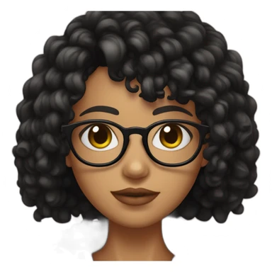 Chica con cabello rizado color negro, piel morena y que use lentes y sus ojos sean color negro también   sticker
