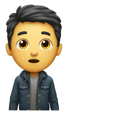 boy with phone and jacket. He’s surprised and one eyebrow is higher than the other eyebrow sticker