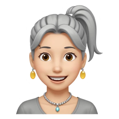 Female with Silver Necklace, grey skin,ponytail hair, different expressions. sticker