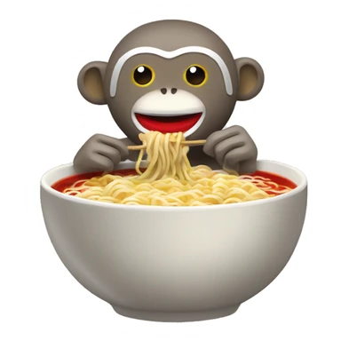 sock monkey eating ramen in a bowl  sticker