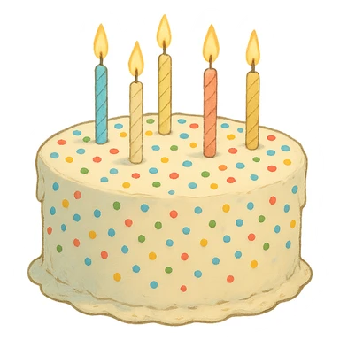 white birthday cake with sprinkles and candles sticker