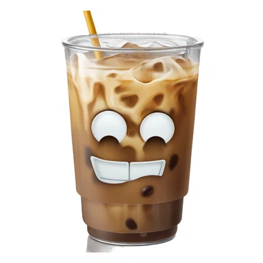Iced coffee in a libbey cup (beer glass can) with bamboo lids and straw. There is printed  on the mug  sticker