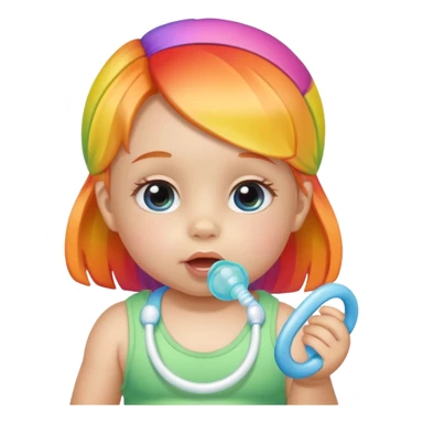 a rainbow skin baby girl with pacifier sticker