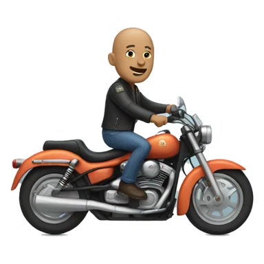 Bald man riding a motorcycle sticker