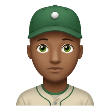 Black bald guy baseball cap only on the guy white girl brown hair green eyes sticker