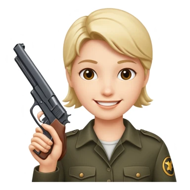 A smile with a gun pointed straight  sticker