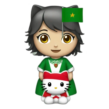Hello kitty with an Algerian flag sticker