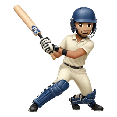 cricket player batting, defensive shot sticker
