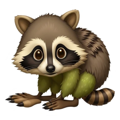 A kiwi with a raccoon's head and human feet sticker