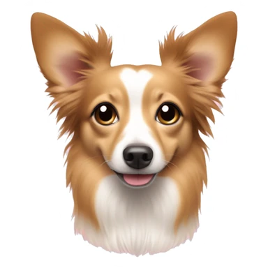 cross between chihuahua and sheltie with pink hearts around head sticker