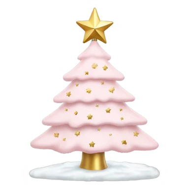 pale pink christmas tree with snow and christmas lights and gold star on top sticker