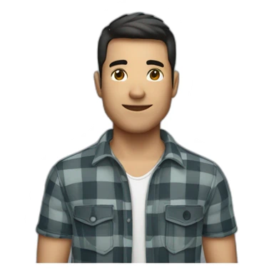 a moreno man wearing a casual outfit of jeans and checkered shirt sticker