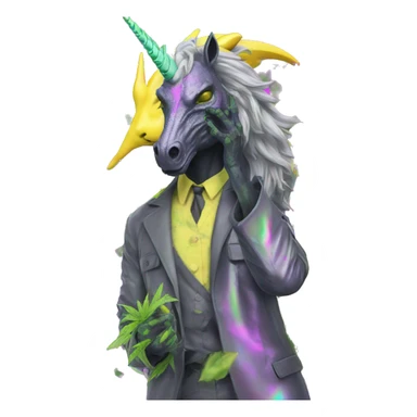 420 .Zombie_ Vaporwave black holographic oilslick zombie dragon unicorn person smoking yellow caution tape hemp leaves unicorn Pegasus hemp plants sticker