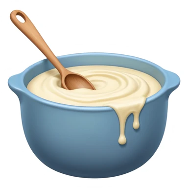 a cream ceramic mixing bowl with a wooden spoon stirring sticker