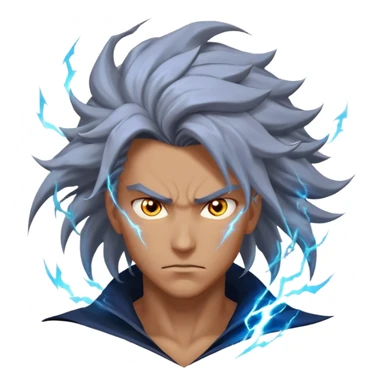 storm rider portrait, head and shoulders only, wind-swept hair, crackling lightning aura, storm clouds swirling behind, intense glowing eyes, epic fantasy vibe, 3D cartoon, mobile game icon style, clean background, no text, no watermark
 sticker