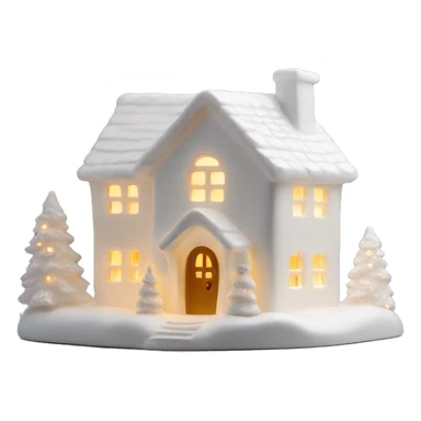 White ceramic Christmas house with light sticker