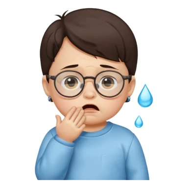 brunette baby boy crying with glasses sticker