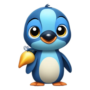 Stitch holding a penguin  sticker